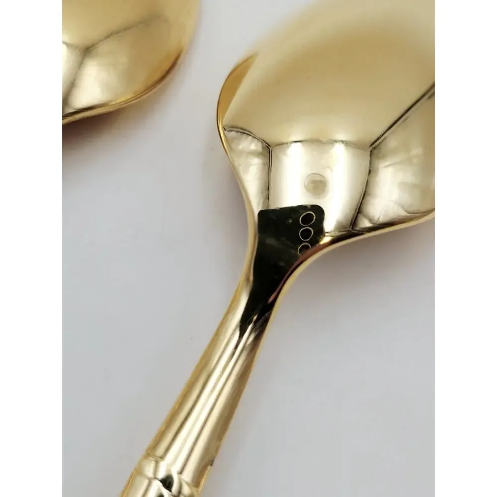 Set 5 National Escapade Iced Tea Spoon Gold Plated Bamboo Style Handle